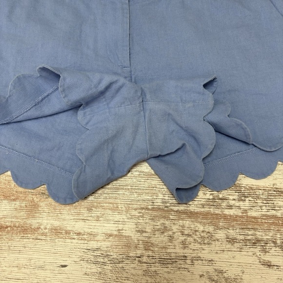J. Crew Chino Shorts Women's Size 8 Pastel Blue Linen Blend, Scalloped Hem - Picture 10 of 10